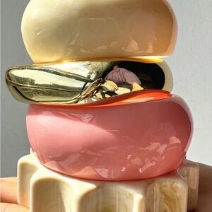 Resin and 18k gold Bangle Bracelet Set